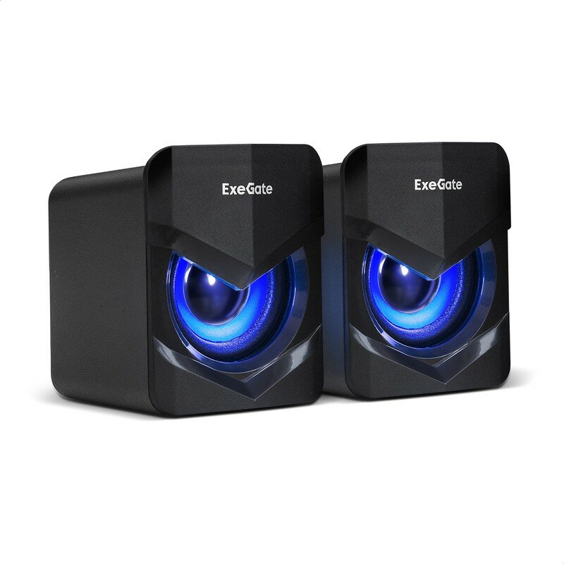 EX289685RUS Акустическая система 2.0 ExeGate Accord 200 (питание USB 2х3Вт (6Вт RMS) 60-20000Гццвет черный синяя подсветка Color Box)
