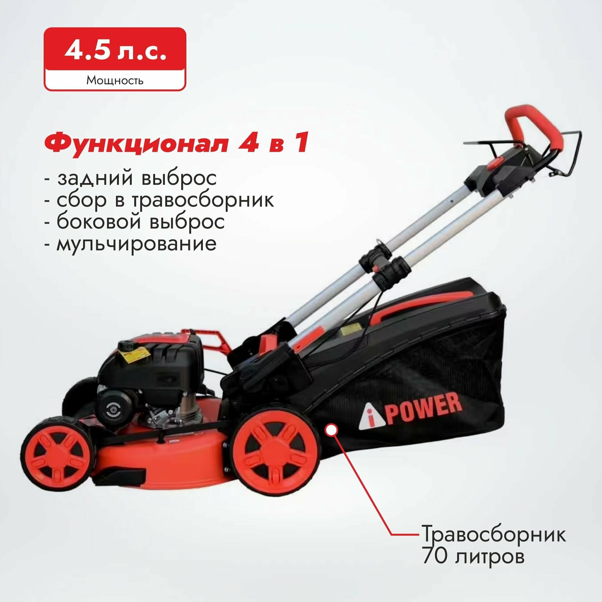 Газонокосилка бензиновая A-iPower AM48S, складная - фотография № 2