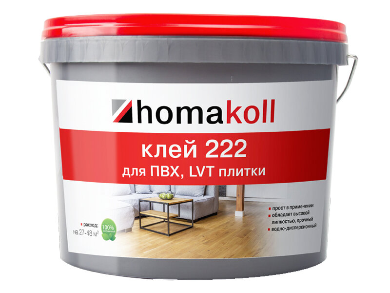 Клей Homakoll 222 (3,5 кг) для ПВХ, LVT плитки водно-дисперсионный ()