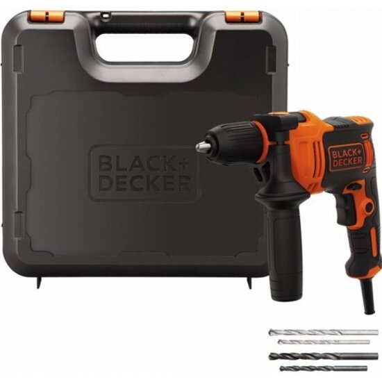 Дрель ударная BLACK+DECKER BEH710K Omega, набор сверл, кейс