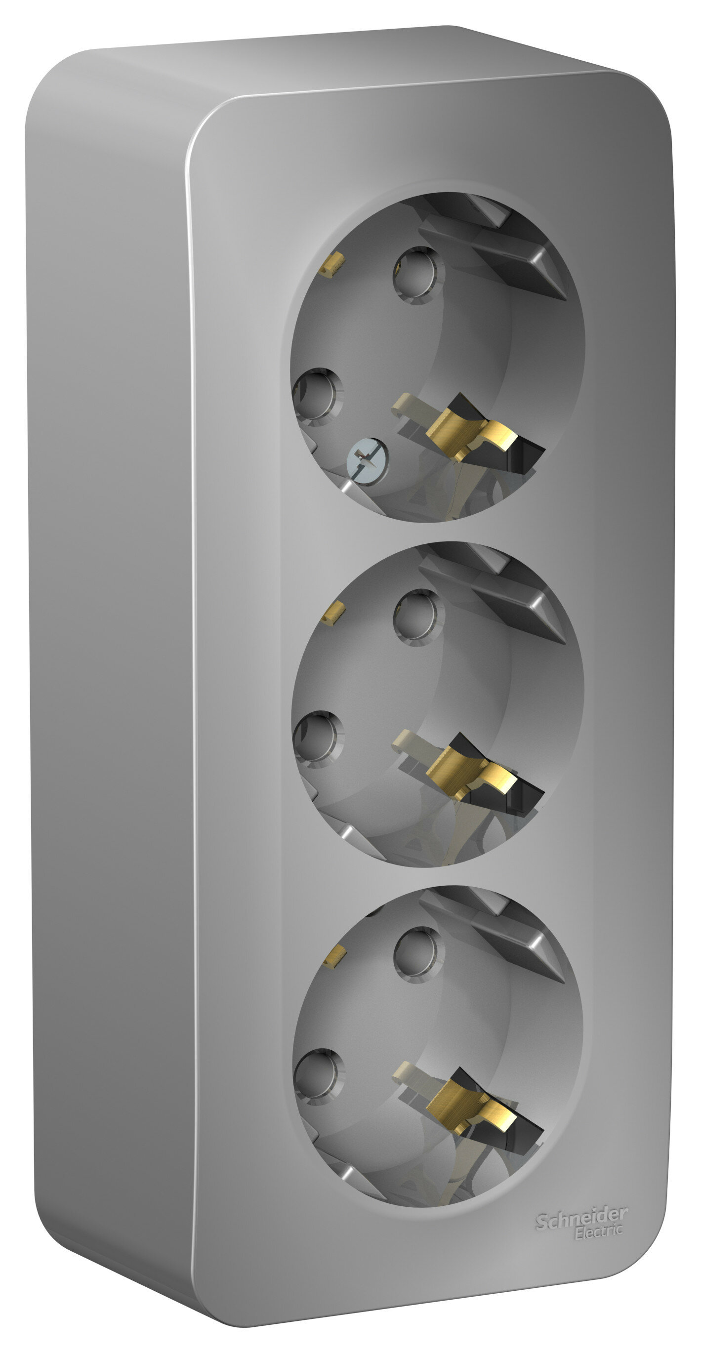 Розетка тройная 3 м с заземлением Blanca алюминий накладной монтаж (Schneider Electric), арт. BLNRA010313