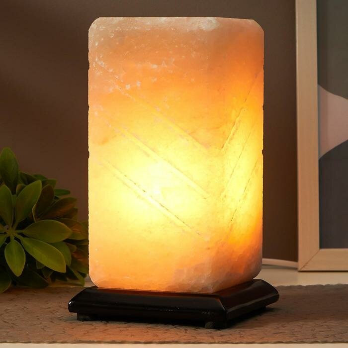 Соляной светильник с диммером "Пятый элемент" Е14 15Вт 2-3 кг белая соль 10х10х20 см - фотография № 1