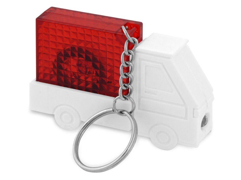 Брелок-рулетка Автомобиль с фонариком, 1 м., белый/красный - фотография № 1