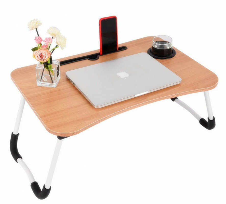Складной стол для ноутбука коричневый - фотография № 6