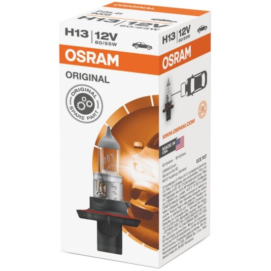 Лампа автомобильная OSRAM H13 65W P26.4t 12V, 1шт, 9008