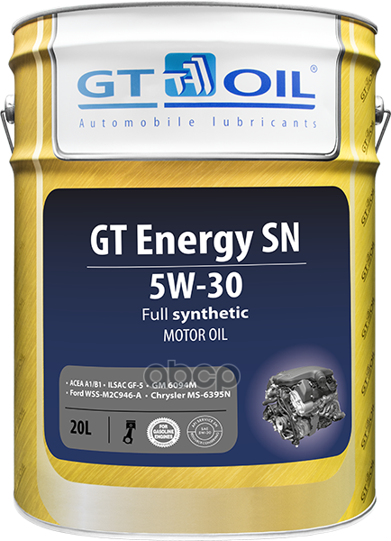 GT OIL Масло Моторное Синтетическое Всесезонное Gt Energy Sn, Sae 5W30, Api Sn, 20 Л