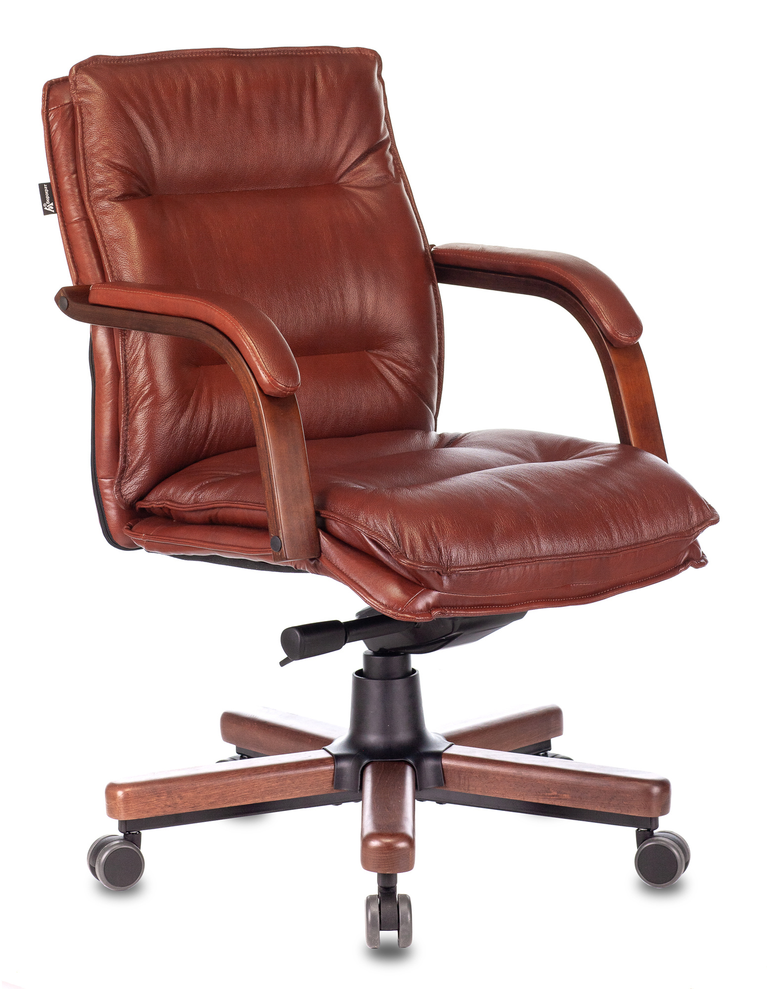 Кресло руководителя T-9927WALNUT-LOW светло-коричневый Leather Eichel кожа низк.спин. крестовина металл/дерево дерево