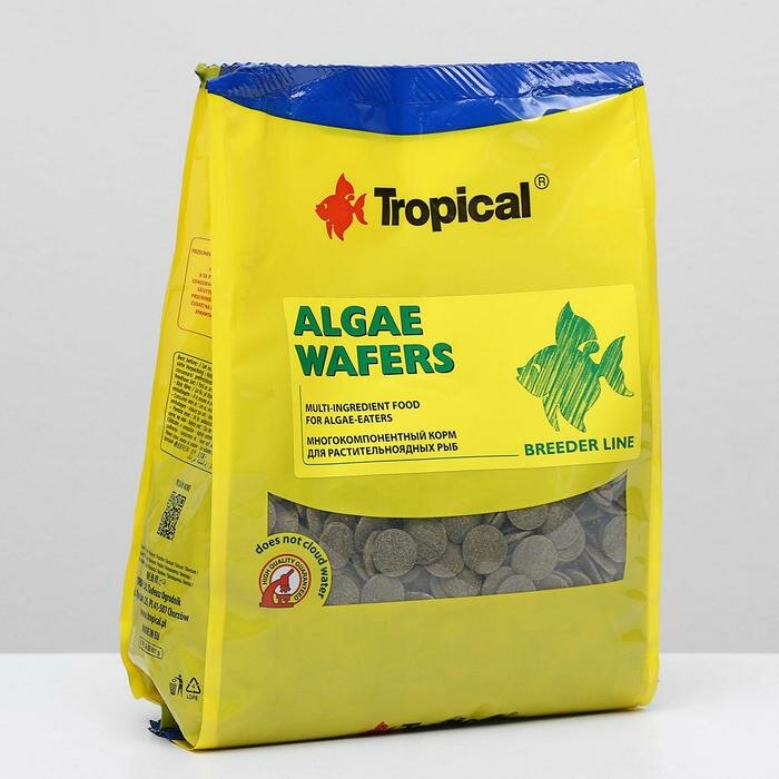 Tropical Корм Tropical Algae Wafers для растительноядных рыб , тонущие чипсы, 1 кг - фотография № 1