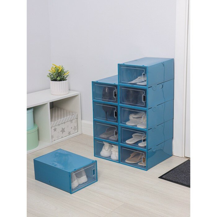 Короб для хранения обуви, 33×23×13,5 см, по 1 шт, цвет синий - фотография № 2