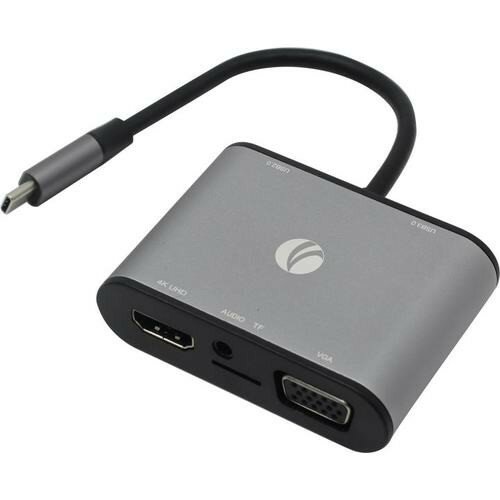 Vcom CU425M Адаптер USB3.1 Type-CM-->HDMI +VGA+3XUSB +PD charging+TF+AUDIO,Aluminum Shell,