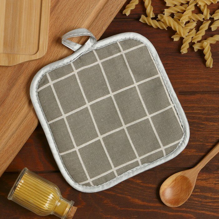 фото Прихватка Доляна "Клетка" цв.серый 17*17 см 100% п/э
