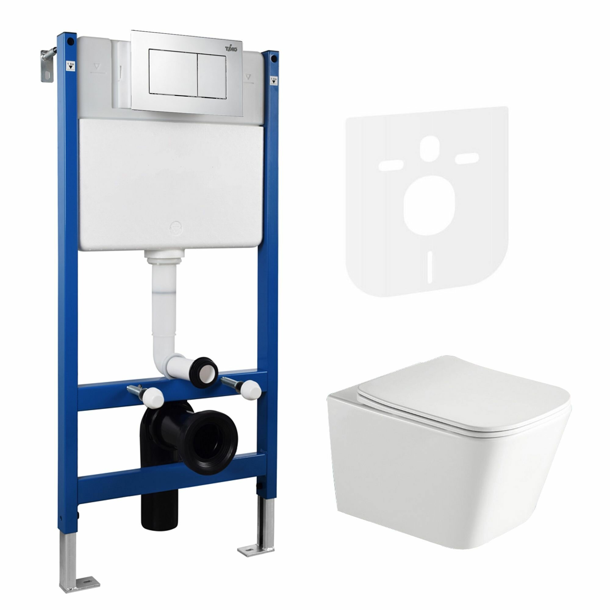 Комплект с унитазом TIMO RIMLESS SOLI ТК-303, инсталляция, клавиша хром FP-004