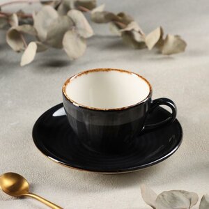 Фото BY BONE Чайная пара Balance, чашка 220 мл, блюдце d15,5 см, цвет графит