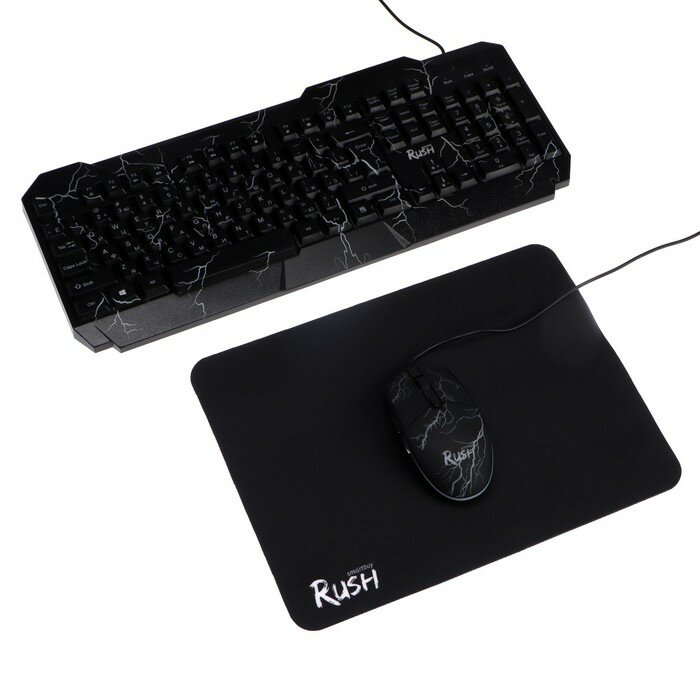 Игровые наборы Smartbuy Игровой набор Smartbuy Rush Thunderstorm 3 в 1, клавиатура+мышь+ковер, проводной, 2400 dpi