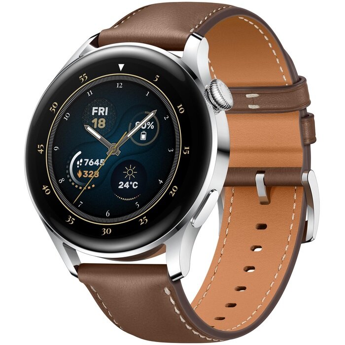 Умные часы HUAWEI Watch 3 Classic, серебристый/коричневая кожа (RU)