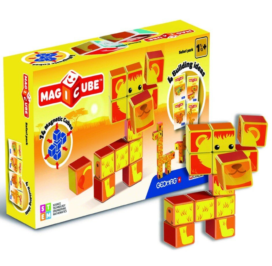 Магнитный конструктор MagiCube Сафари парк 14 кубиков Geomag 135