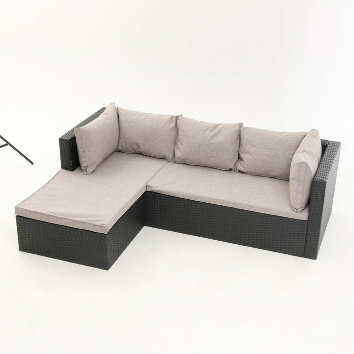 Комплект мебели "Флорант": угловой диван, пуф-стол, цвет мокко - фотография № 2