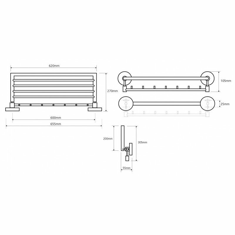 Полка Bemeta Omega 104205162 60 с крючками - фотография № 2