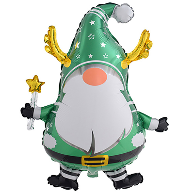 фото Шар фольгированный ненадутый К фигура Гном зеленый с рогами