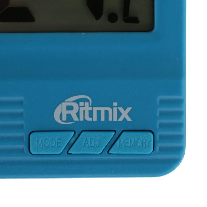 Метеостанция RITMIX CAT-052, комнатная, термометр, гигрометр, будильник, 1хААА, синяя - фотография № 3