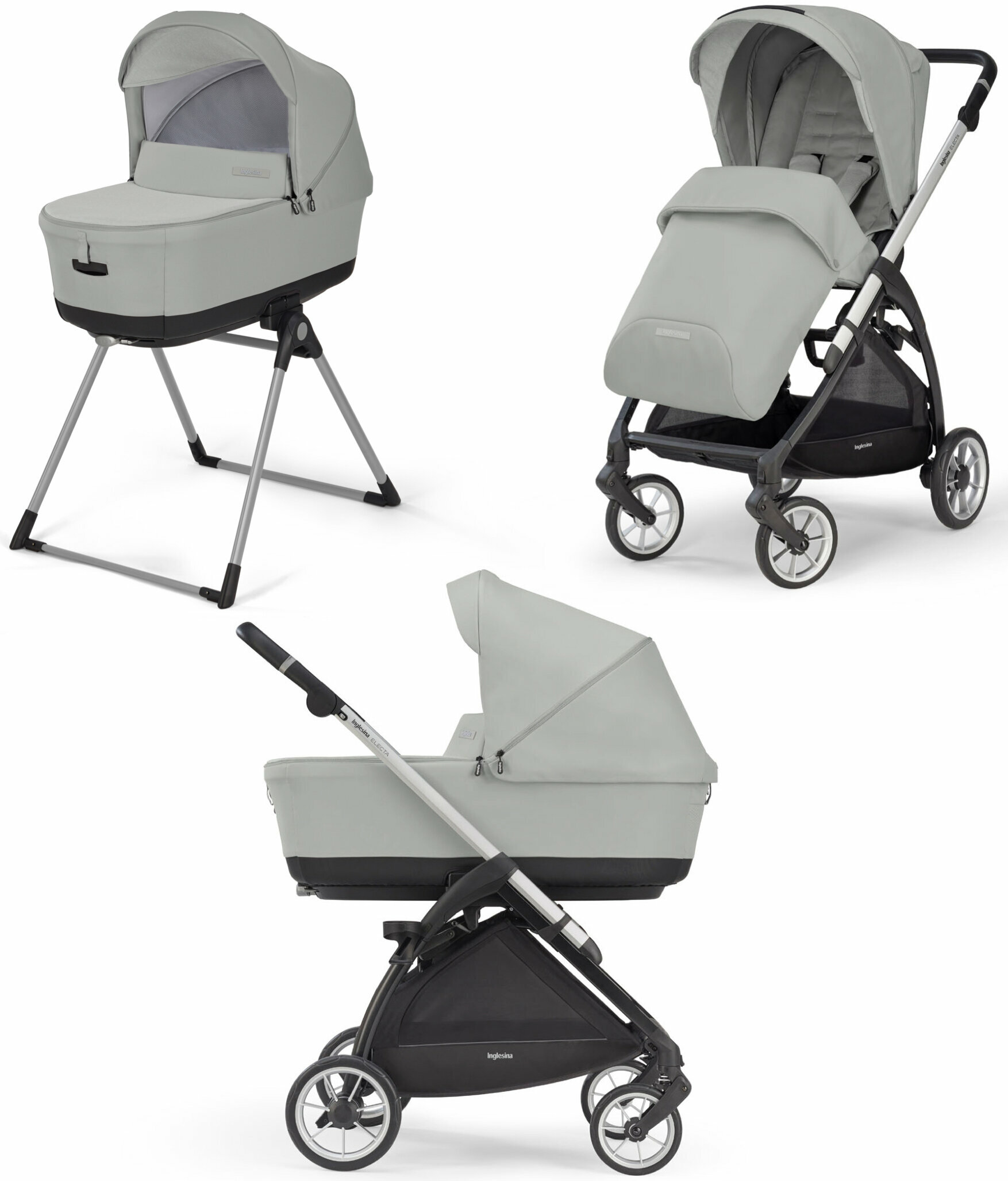 Коляска 2 в 1 Inglesina Electa System Duo Greenwich Silver на шасси Silver Black 2022