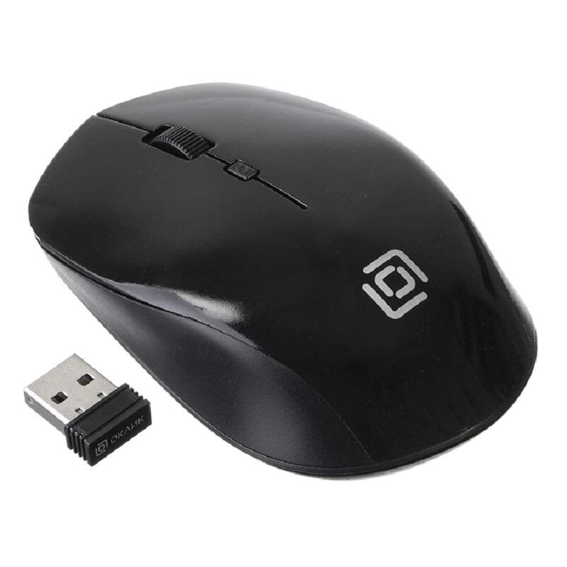 Мышь компьютерная Oklick 565MW glossy черный опт (1600dpi) беспр USB (3but) 1450209