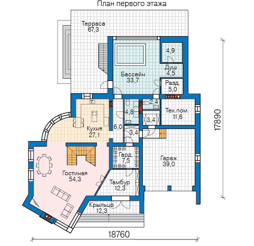 45-27-Catalog-Plans - Проект двухэтажного кирпичного дома с террасой - фотография № 2