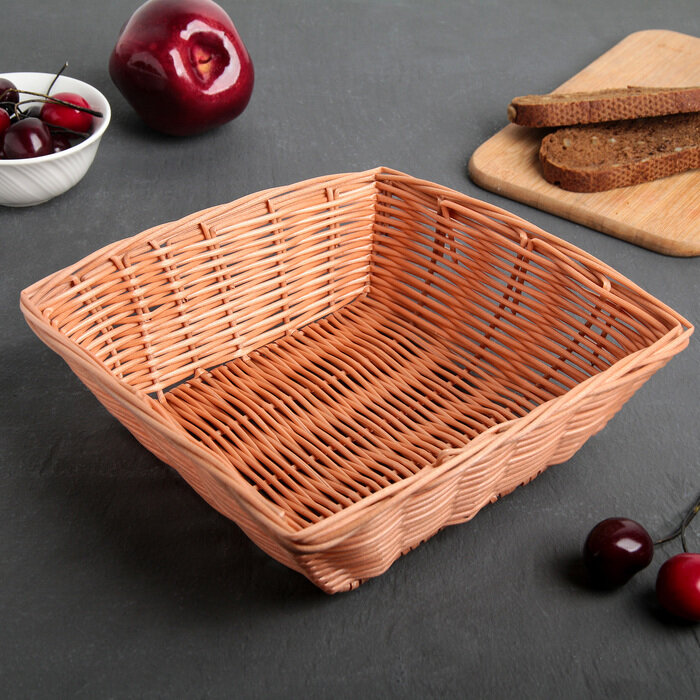Корзинка для фруктов и хлеба Доляна «Капучино», 20×20×7 см - фотография № 1