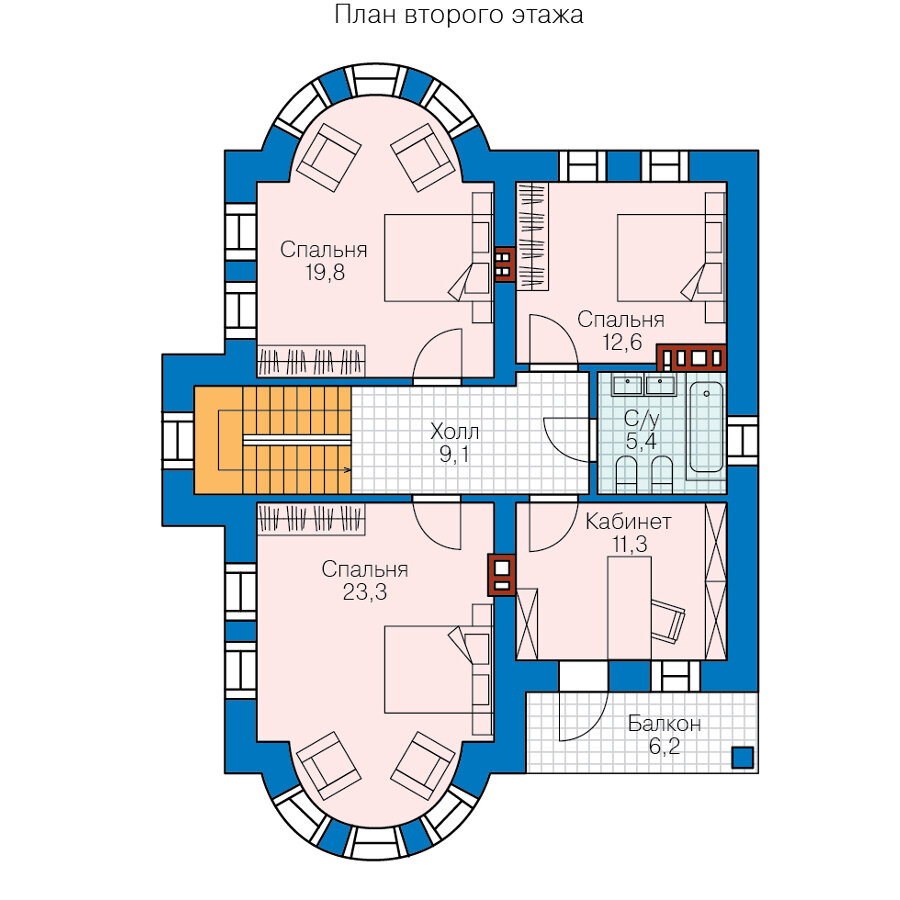 62-41L-Catalog-Plans - Проект двухэтажного дома из газобетона - фотография № 3