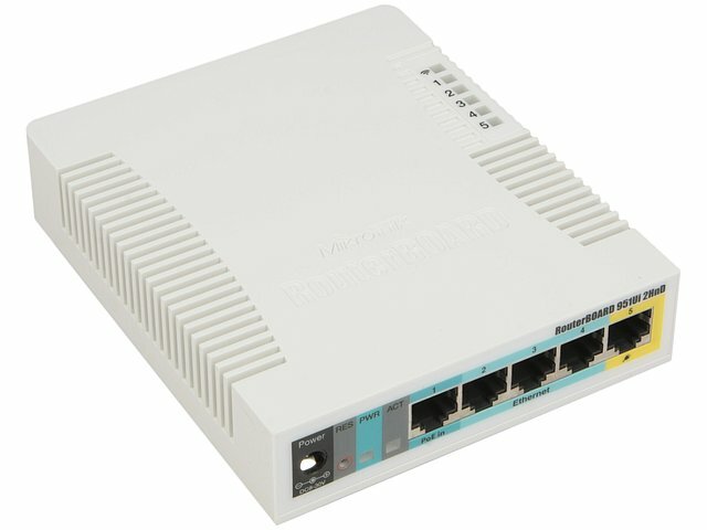 Беспроводной маршрутизатор MikroTik Беспроводной маршрутизатор MikroTik RB951Ui-2HnD WiFi + 4 порта LAN 100Мбит/сек. + 1 порт LAN/WAN
