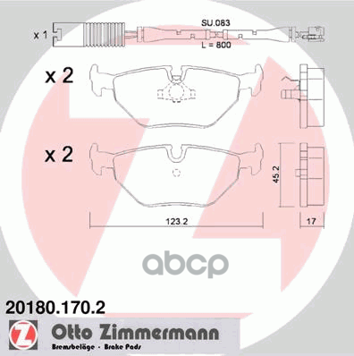 Колодки Зад Bmw E30/E36/E34/E32/E36 1 6I-3 8I/2 5I-Tds 24V 88- Zimmermann арт. 20180.170.2