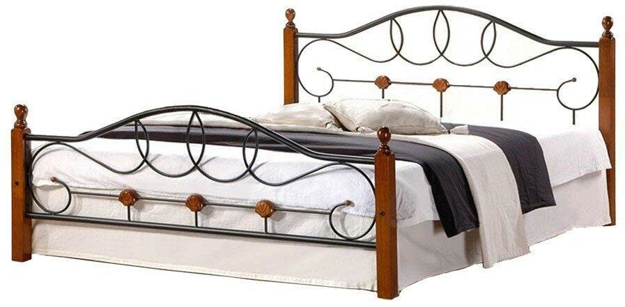 Кровать полутороспальная TetChair АТ-822 Double Bed 140х200 Черный/Красный дуб-0-gevea_metall