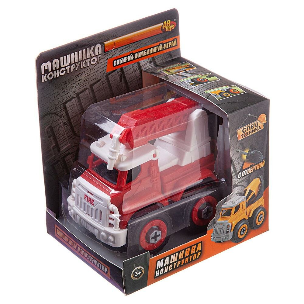 Машинка-конструктор Abtoys Cпецтехника Городские службы Пожарная машина с отверткой C-00432