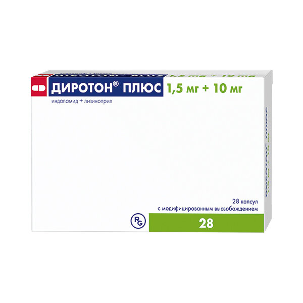 Диротон Плюс (капс. с модиф.высв.1,5мг+10мг №28)