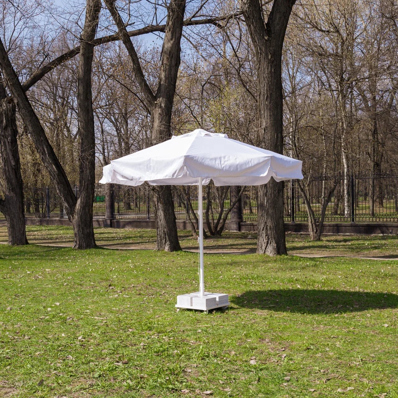 Зонт MISTRAL 300 круглый с воланом (база в комплекте) белый - фотография № 4