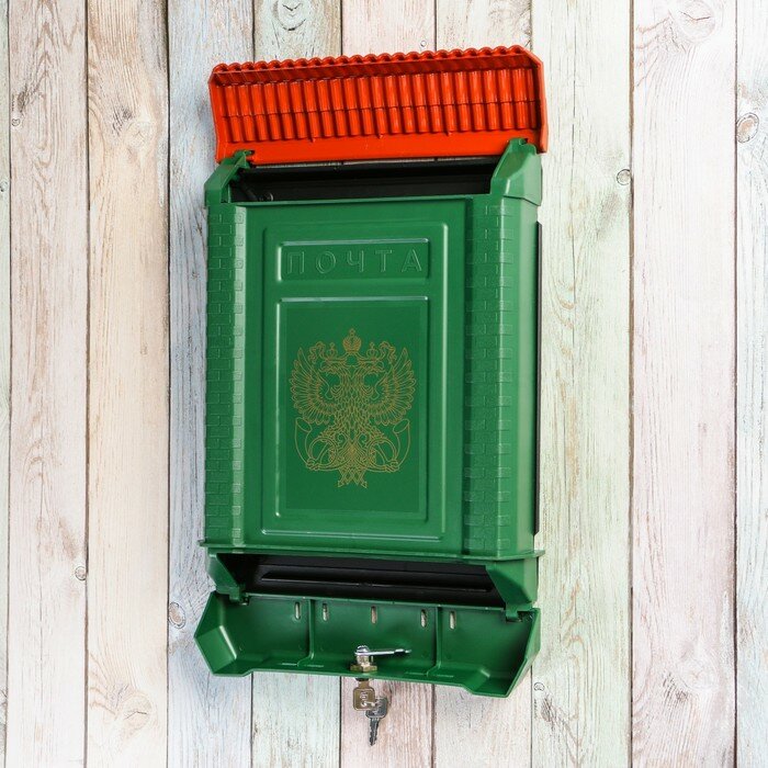 Цикл Ящик почтовый, пластиковый, «Премиум», с замком, зелёный - фотография № 4