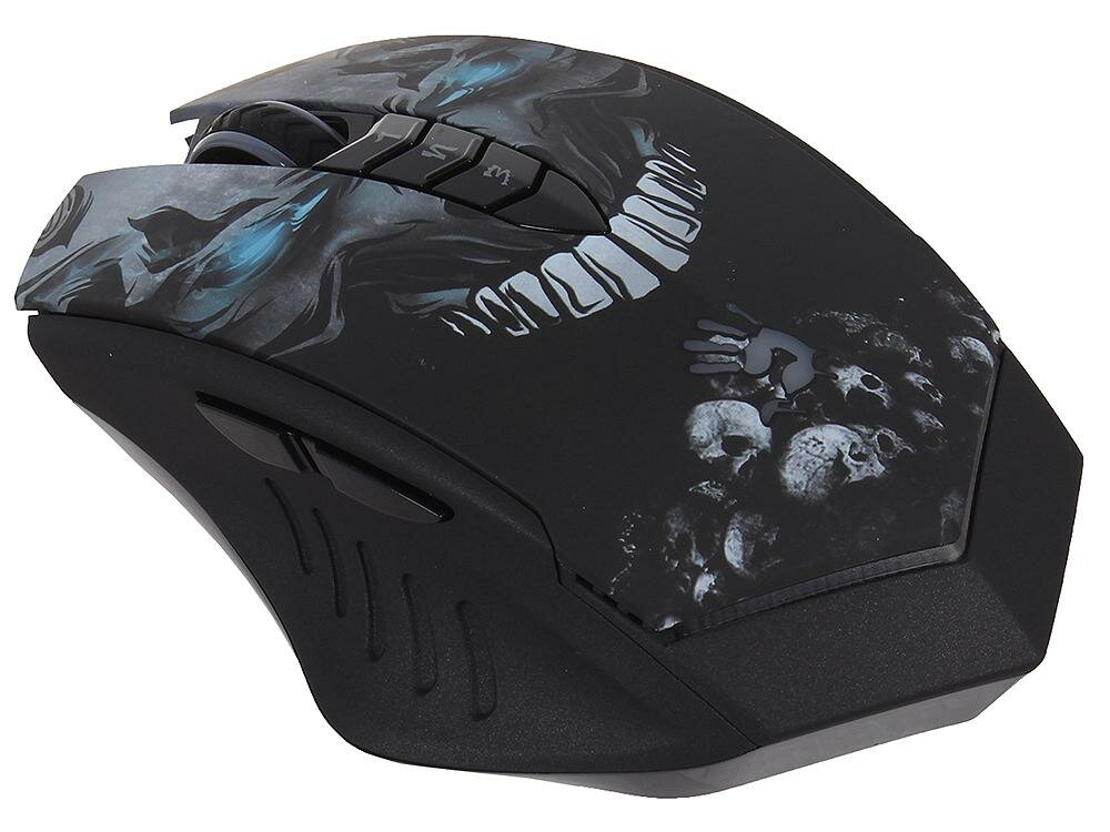 Мышь A4Tech R80 Bloody SKULL игровая б/провод,метал ножк,черн, с подсветкой, размерL,Holeless, 4000dpi, 5 mod, 8 кн, 160kb memory, 30G/sec, 125-1000hz