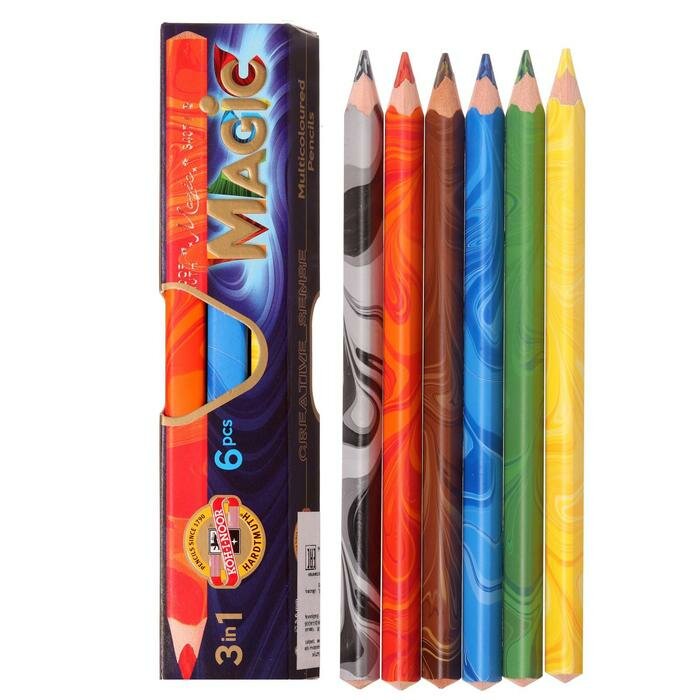 Карандаши много цвета Koh-I-Noor jumbo MAGIC 3408 6 штук /3 оттенка, в картонная упаковкаВ наборе1шт