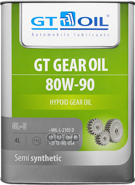 Gt Oil^8809059407837 Масло Трансмиссионное Gt Gear Oil, Sae 80w-90, Api Gl-5, 4 Л GT OIL арт. 8809059407837