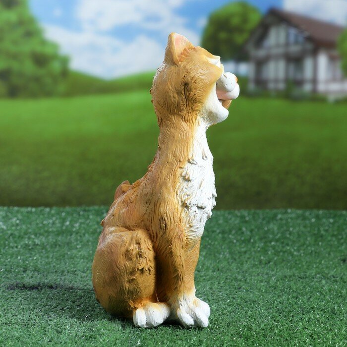 Садовая фигура "Забавный рыжий кот" 11х14х25см - фотография № 4