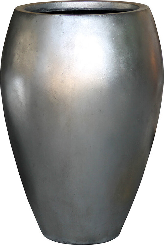 фото Кашпо Металлик d24 см полистоун серебряное