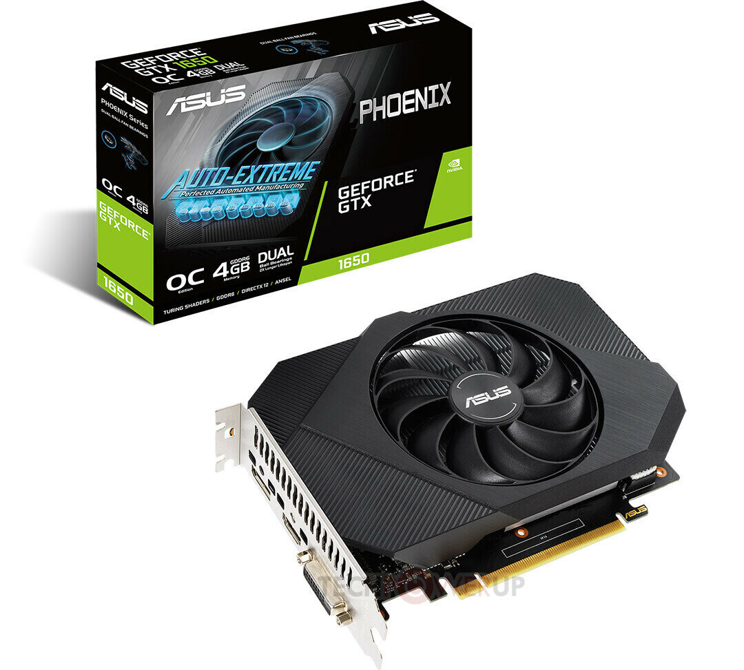 Видеокарта Asus PCI-E PH-GTX1650-O4GD6 NVIDIA GeForce GTX 1650 4096Mb 128bit GDDR6 1410, 12000 DVIx1, HDMIx1, DPx1, HDCP Ret