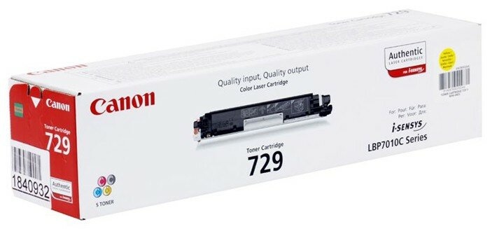 Расходные материалы Canon Cartridge 729Y 4367B002 Тонер картридж для LBP 7010C, Желтый, 1000стр. (GR)