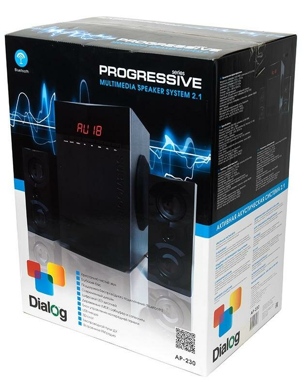  Dialog Progressive AP-230 BLACK 2.1, 35W+2*15W RMS, Bluetooth, USB+SD reader