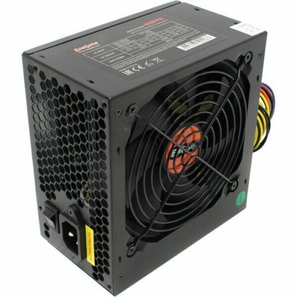 Блок питания 600W Exegate 600PPE, ATX, SC, black, APFC, 12cm, 24p+(4+4)p, PCI-E, 5*SATA, 3*IDE, FDD + кабель 220V с защитой от выдергивания