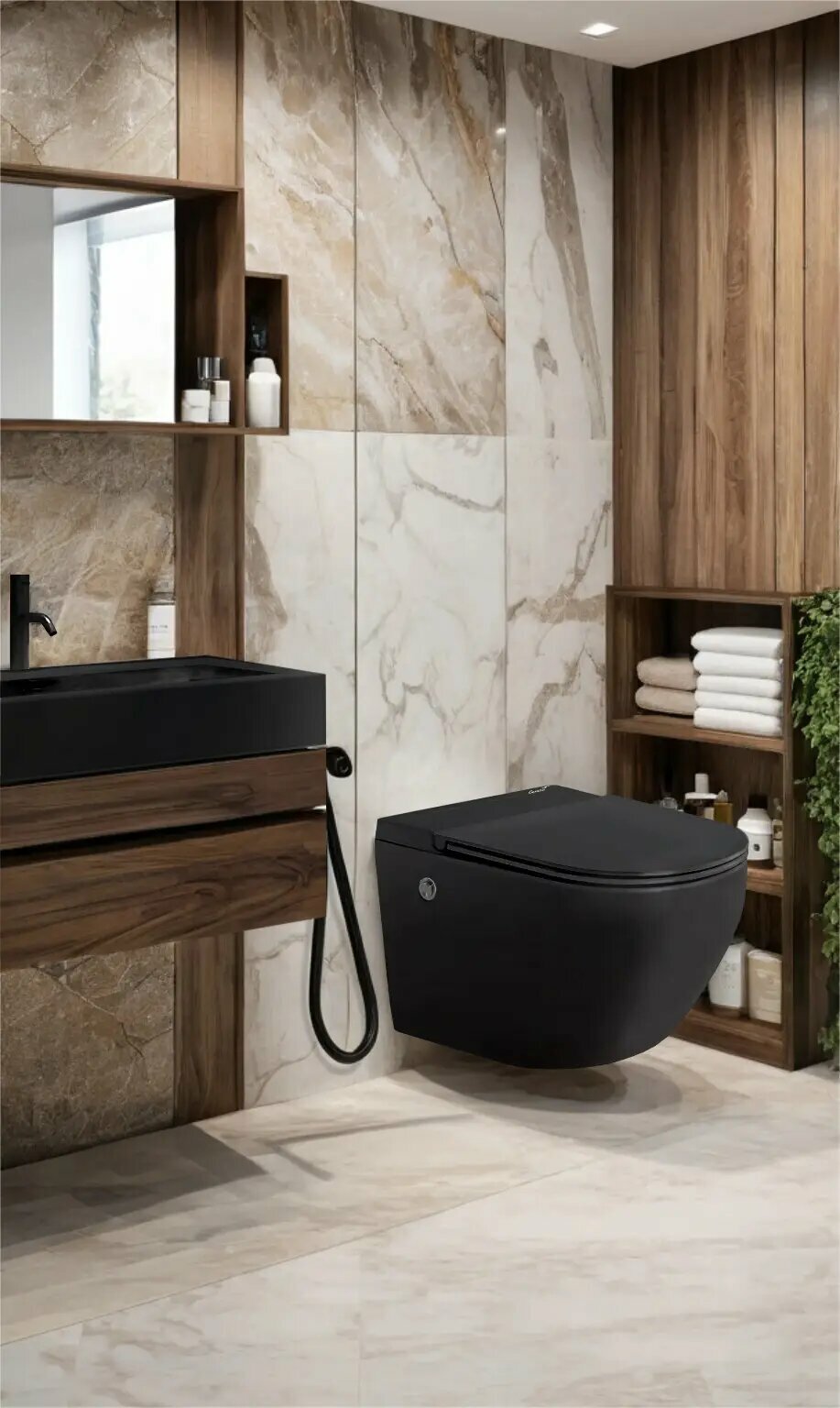 фото Подвесной унитаз Ceruttispa SELLA Aria Pulse MB CT10194 безободковый импульсивный смыв