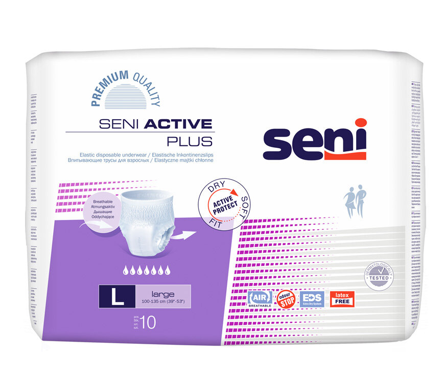 Seni Active Plus / Сени Актив Плюс - впитывающие трусы для взрослых, L, 10 шт.