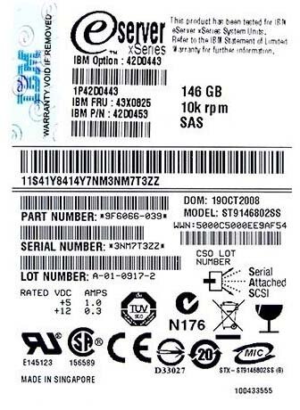 42D0453 IBM Жесткий диск HDD IBM xSeries 146Gb (U300/10000/16Mb) 25 [42D0453]