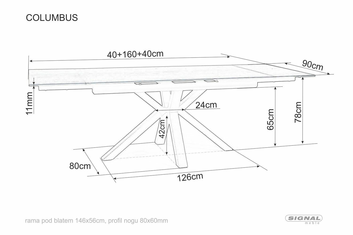 Стол обеденный Signal COLUMBUS Ceramic 160 раскладной (эффект дерева/черный) - фотография № 13