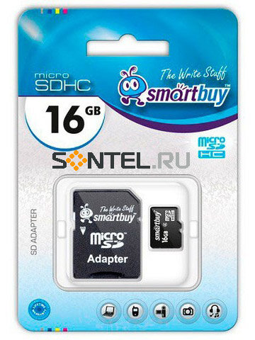 SB16GBSDCL10-01, карта памяти Micro SDHC 16GB Class 10, с адаптером, SmartBuy